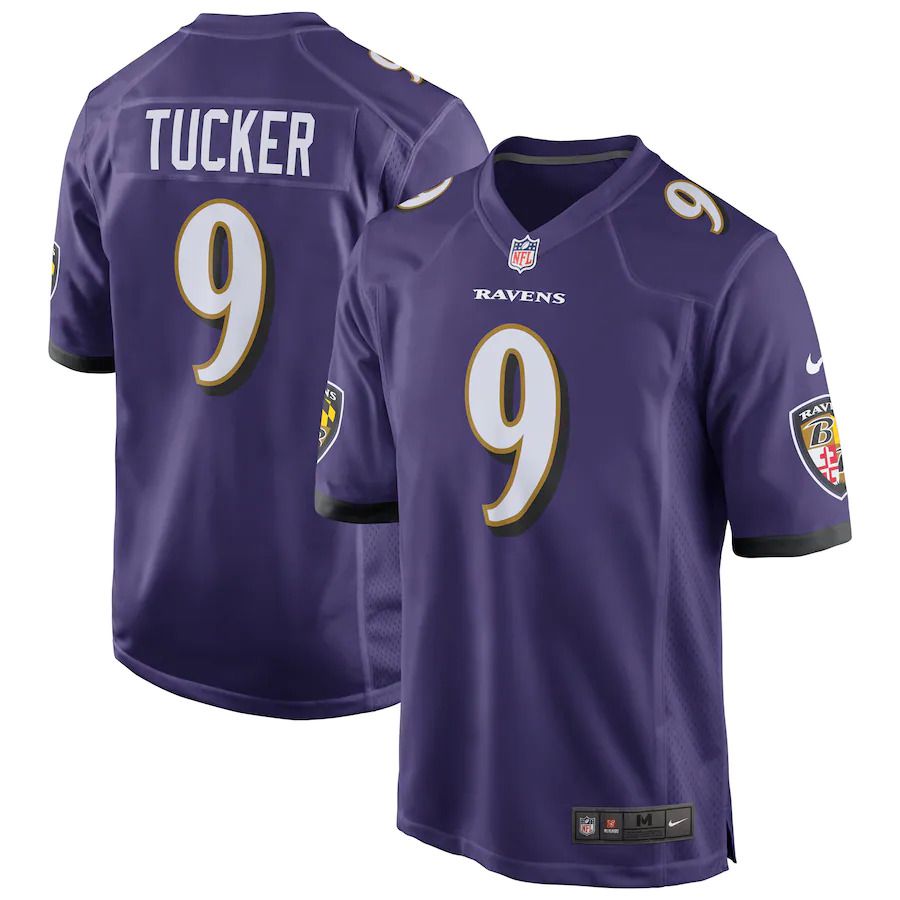 Men Baltimore Ravens 9 Justin Tucker Nike Purple Game NFL Jersey